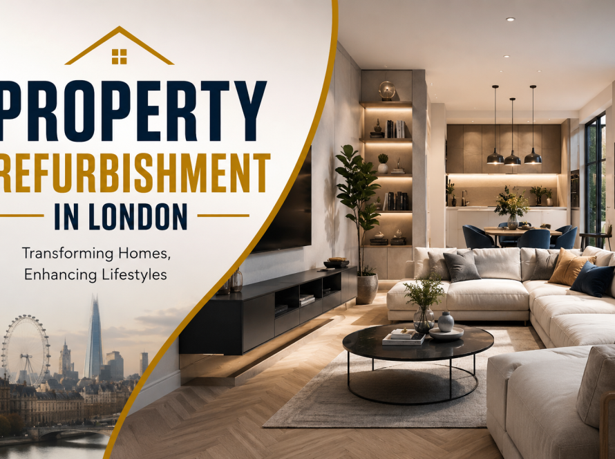 Modern property refurbishment in London featuring a stylish open-plan living room and contemporary home renovation by HDB London.
